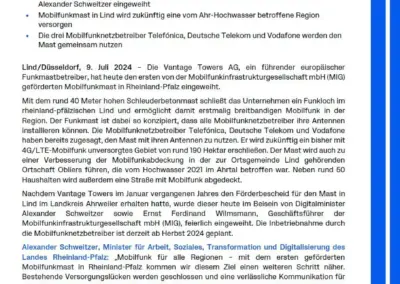 Ein Bild von einer Pressemitteilung in Textform