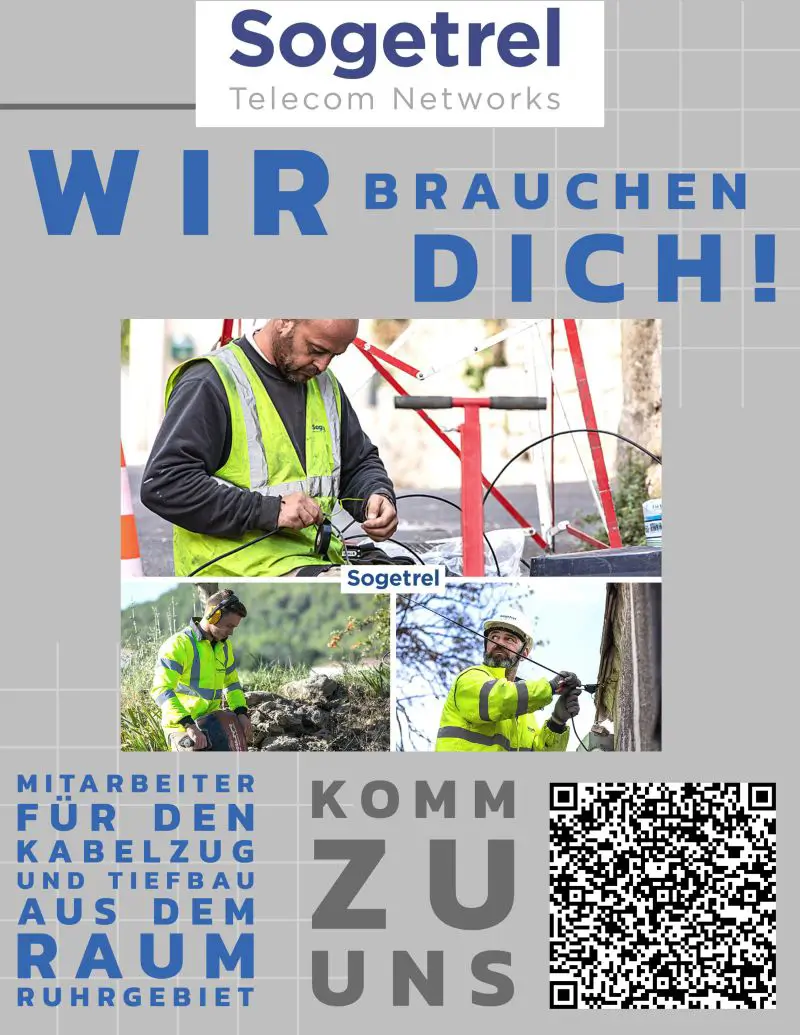 Baustellenmitarbeiter der Firma STN Sogetrel Telecom Networks GmbH auf der Baustelle